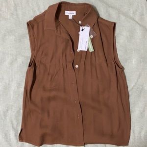 BNWT Frank and Oak brown button up tank